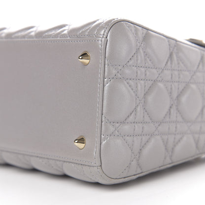 Christian Dior Pearly Lambskin Cannage Medium Lady Dior Grey 16 of 18