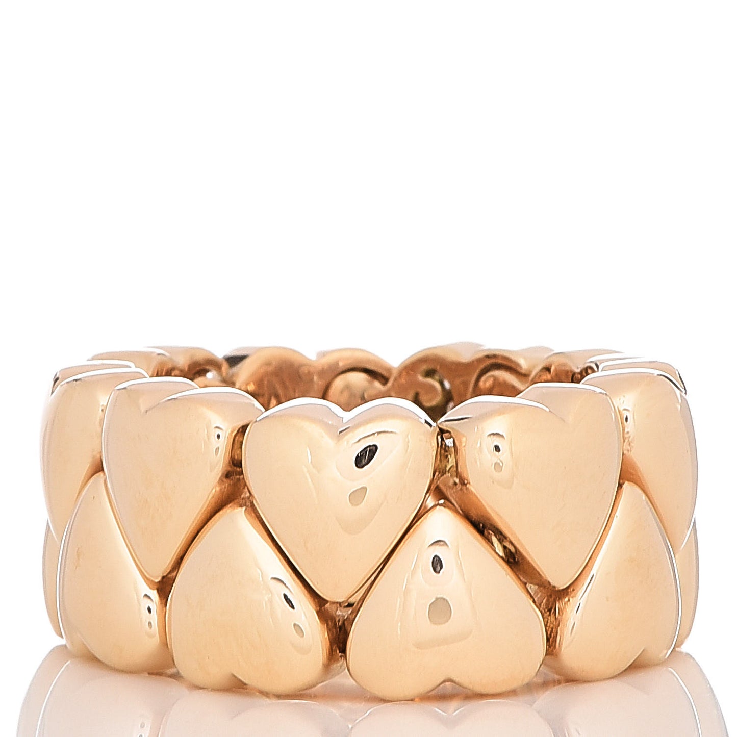 18K Yellow Gold Diamond Double Heart Ring 55 7.25