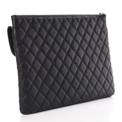Chanel Iridescent Caviar Quilted Large Flap Cosmetic Case Black 3 of 8
