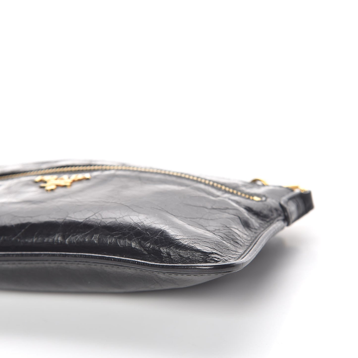 Craquele Zip Crossbody Black