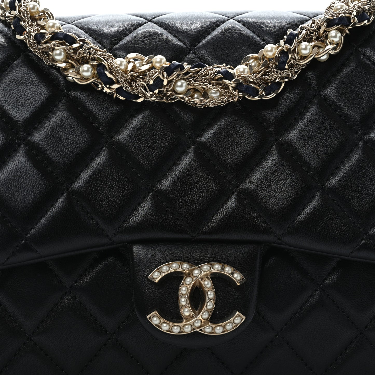 Lambskin Quilted Medium Westminster Pearl Flap Black