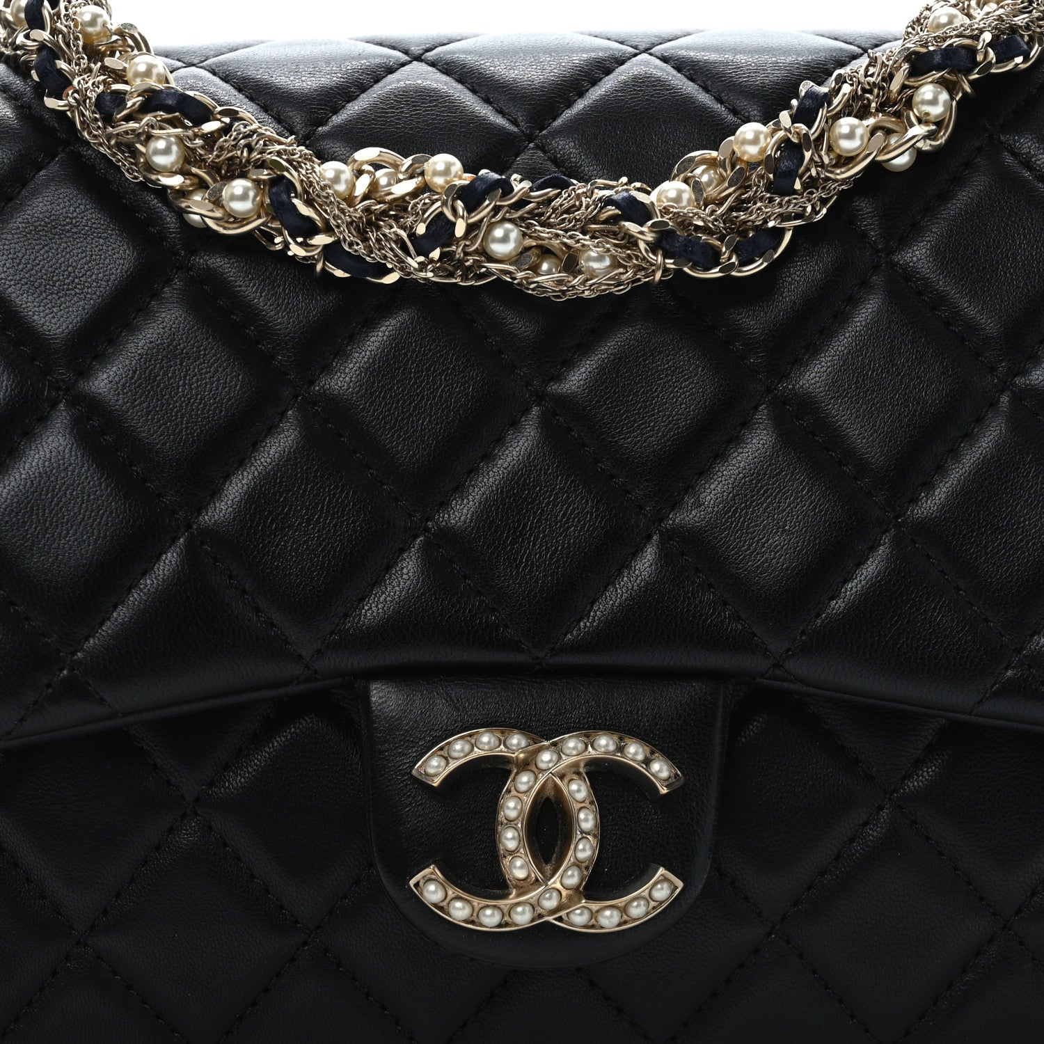 Chanel Lambskin Quilted Medium Westminster Pearl Flap Black 8 of 11