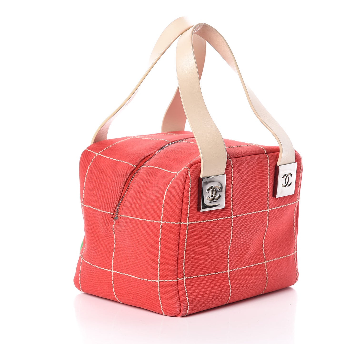 Canvas Chocolate Bar Charms Boston Tote Red