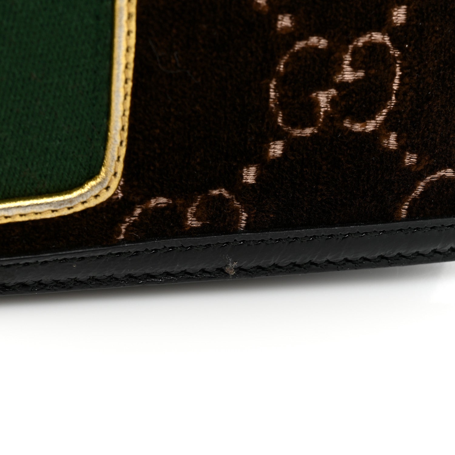Gucci Velvet GG Monogram Web Small Sylvie Shoulder Bag Brown Black Oro Vecchio 17 of 17