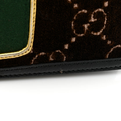 Gucci Velvet GG Monogram Web Small Sylvie Shoulder Bag Brown Black Oro Vecchio 17 of 17