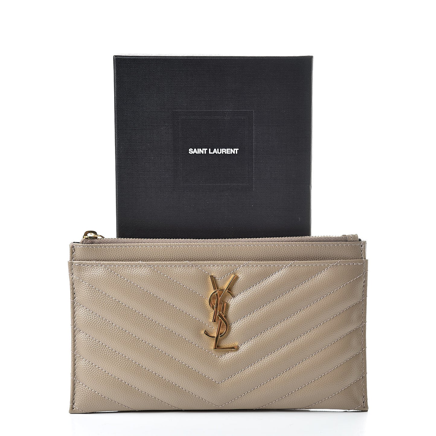 Grain De Poudre Chevron Monogram Bill Pouch Dusty Grey