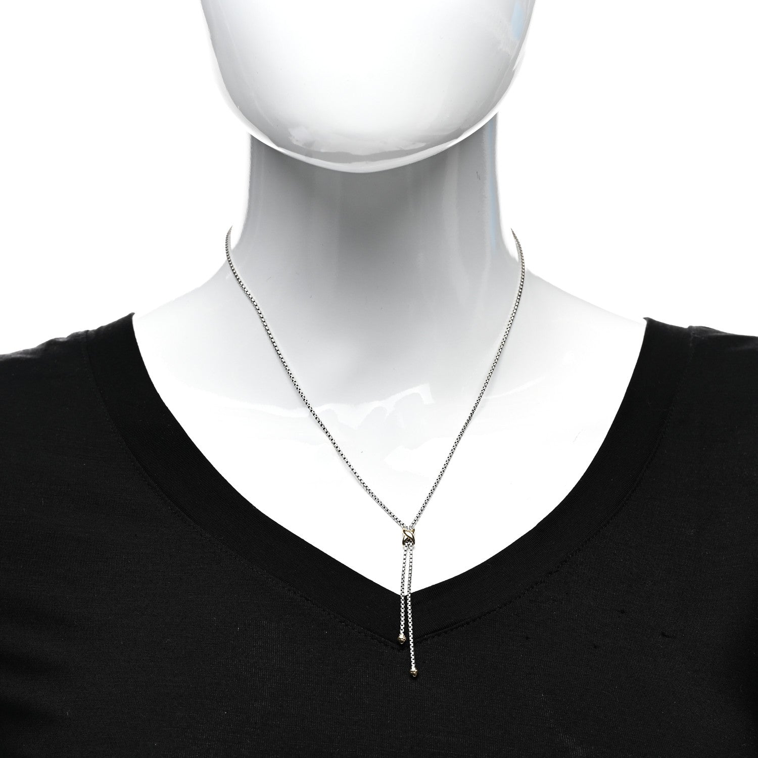 David Yurman Sterling Silver 18K Yellow Gold Petite X Lariat Necklace 2 of 4