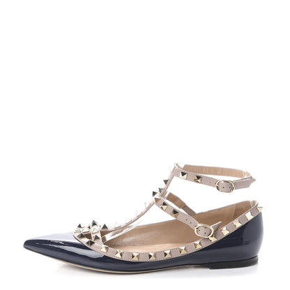 Valentino Garavani Patent Rockstud Cage Ballerina Flats 39 Indigo Poudre 1 of 7