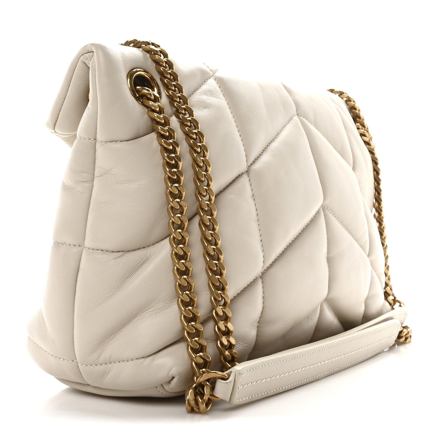 Saint Laurent Lambskin Quilted Small Loulou Puffer Monogram Chain Satchel Crema Soft 3 of 11