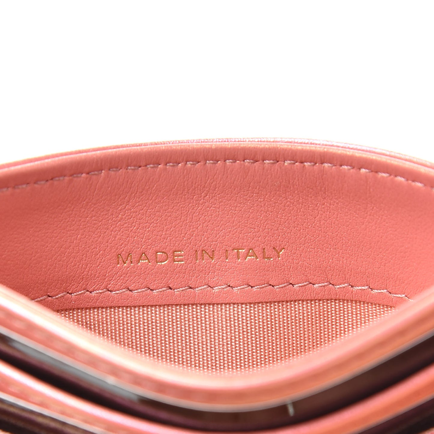 Iridescent Calfskin Quilted Chanel 19 Card Holder Pink