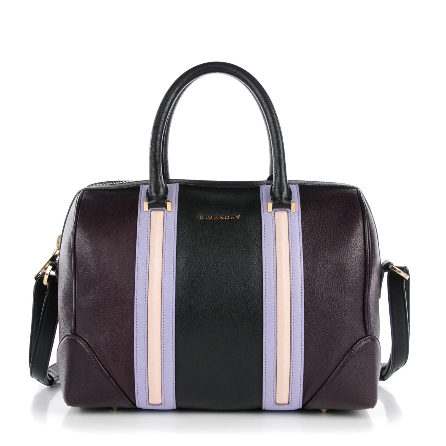 Givenchy Grained Calfskin Colorblock Medium Lucrezia Aubergine Lilac Ivory 1 of 8