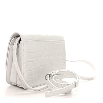 Balenciaga Shiny Calfskin Crocodile Embossed Small B Bag White 3 of 10