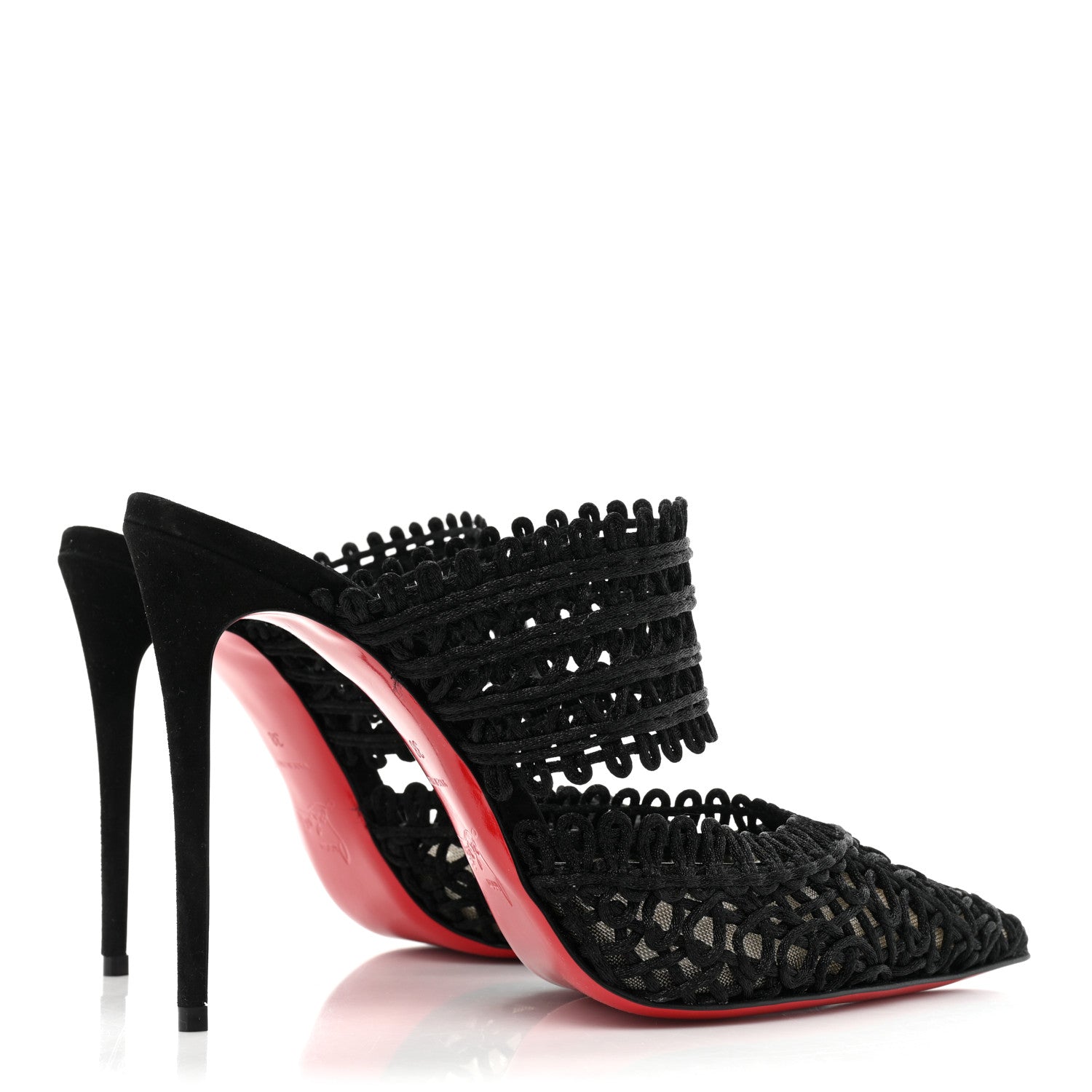 Christian Louboutin Rete Macrame Deia 100 Mule Sandals 38 Black 4 of 9
