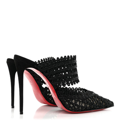 Christian Louboutin Rete Macrame Deia 100 Mule Sandals 38 Black 4 of 9