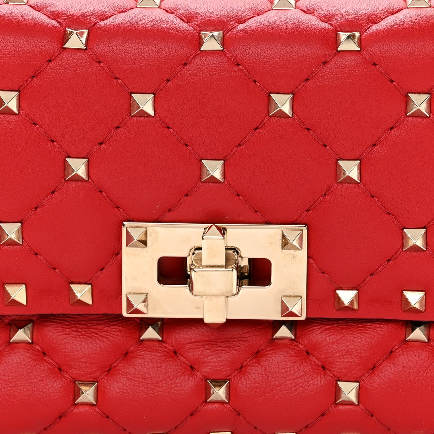 Valentino Garavani Lambskin Small Rockstud Spike Shoulder Bag Red 7 of 9