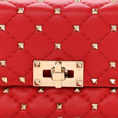 Valentino Garavani Lambskin Small Rockstud Spike Shoulder Bag Red 7 of 9