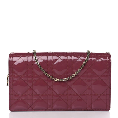 Christian Dior Patent Cannage Lady Dior Convertible Clutch Mallow Rose 3 of 10