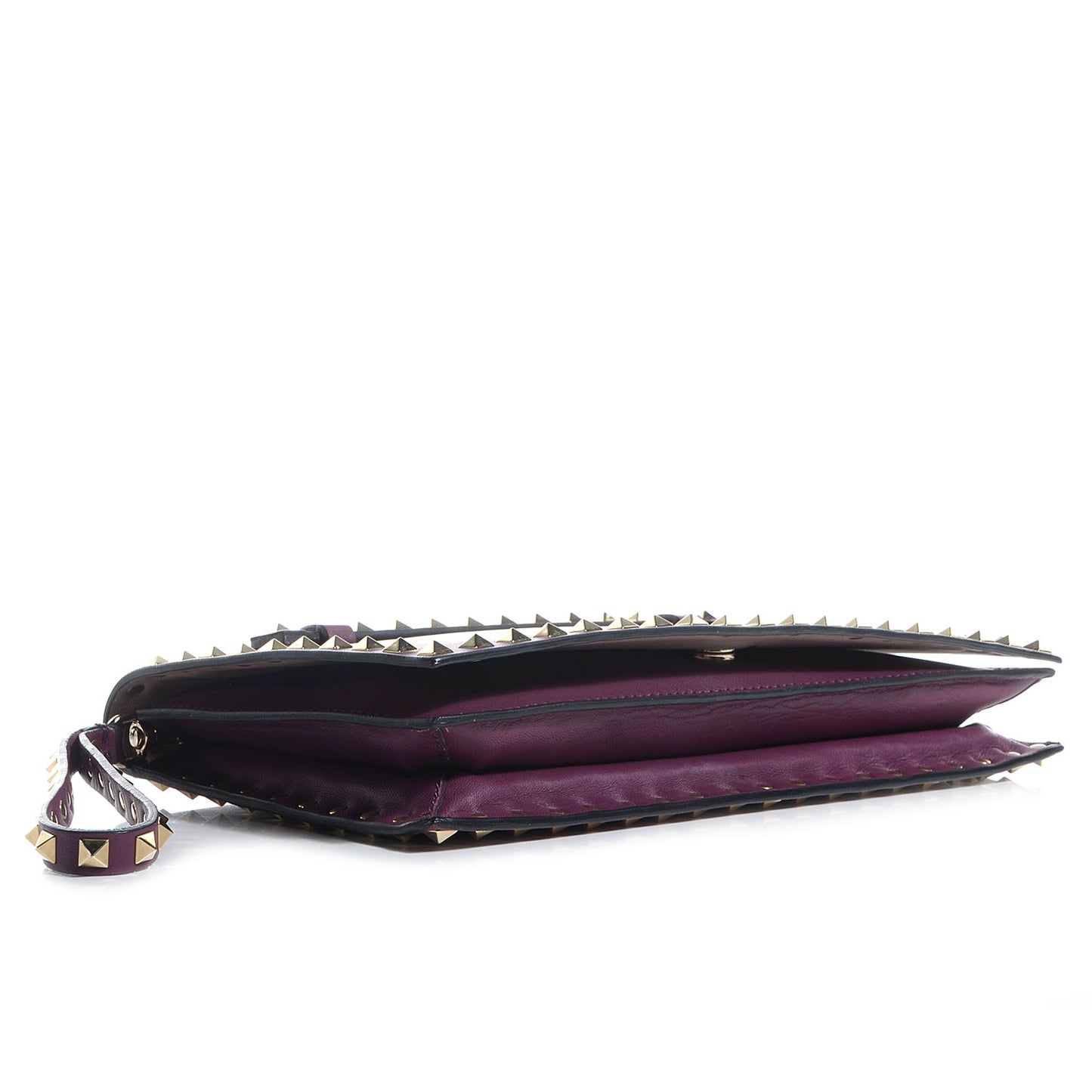 Nappa Rockstud Wristlet Clutch Aubergine
