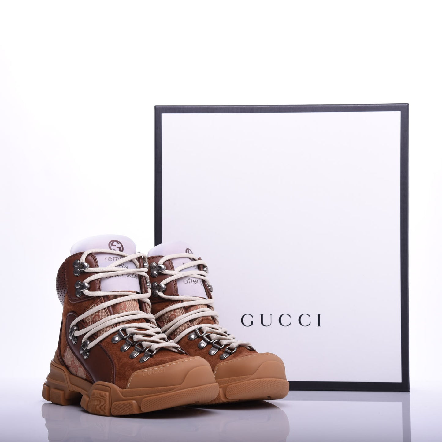 X SEGA Suede Calfskin GG Monogram Womens Flashtrek High-Top Sneakers 36 New Cuir Beige Ruggine