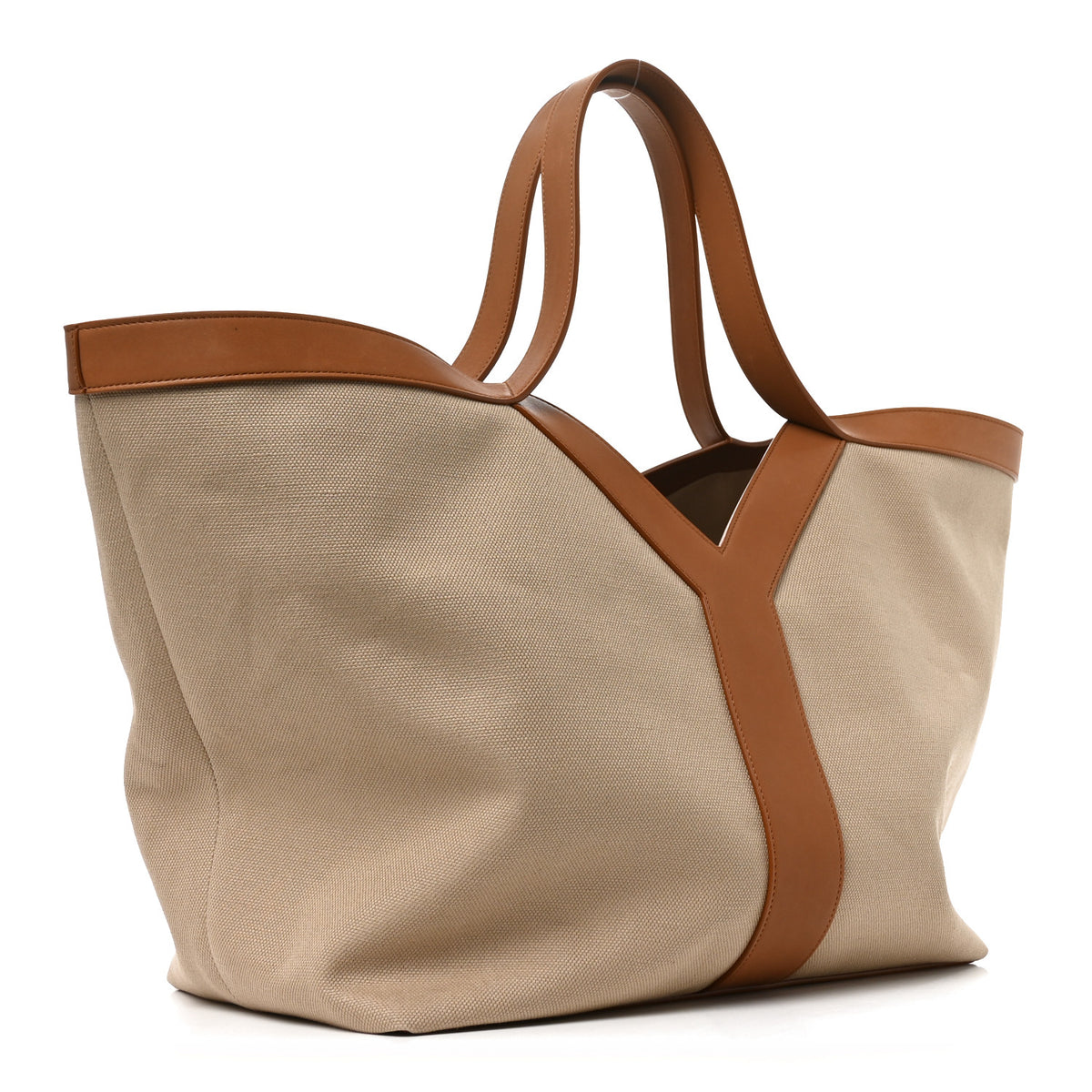 Saint Laurent Canvas Calfskin Y Tote Desert Dust Brick 3 of 10