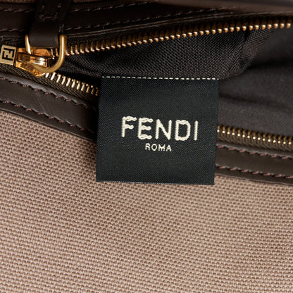 Fendi Canvas Vitello King FF Embroidered Baguette Tartufo Ebano 9 of 12
