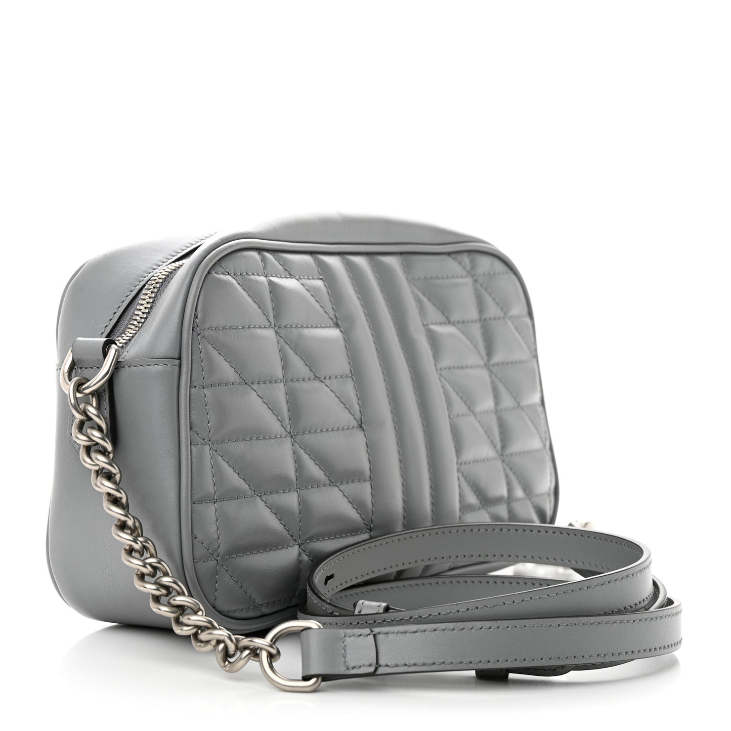 Calfskin Matelasse Aria Small GG Marmont Chain Shoulder Bag Deep Grey