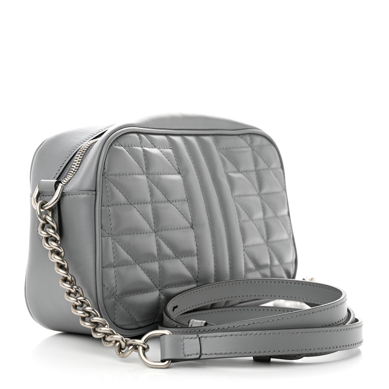 Gucci Calfskin Matelasse Aria Small GG Marmont Chain Shoulder Bag Deep Grey 4 of 15