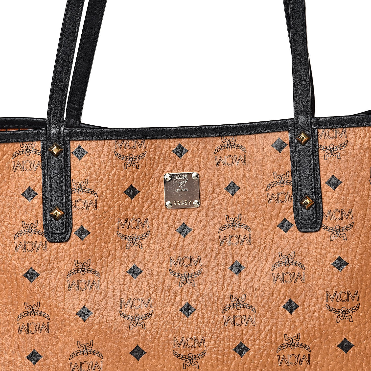 MCM Visetos Large Project Reversible Shopper Tote Cognac 10 of 28