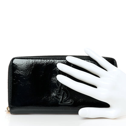 Saint Laurent Textured Patent Monogram Belle De Jour Zip Around Wallet Black 2 of 8