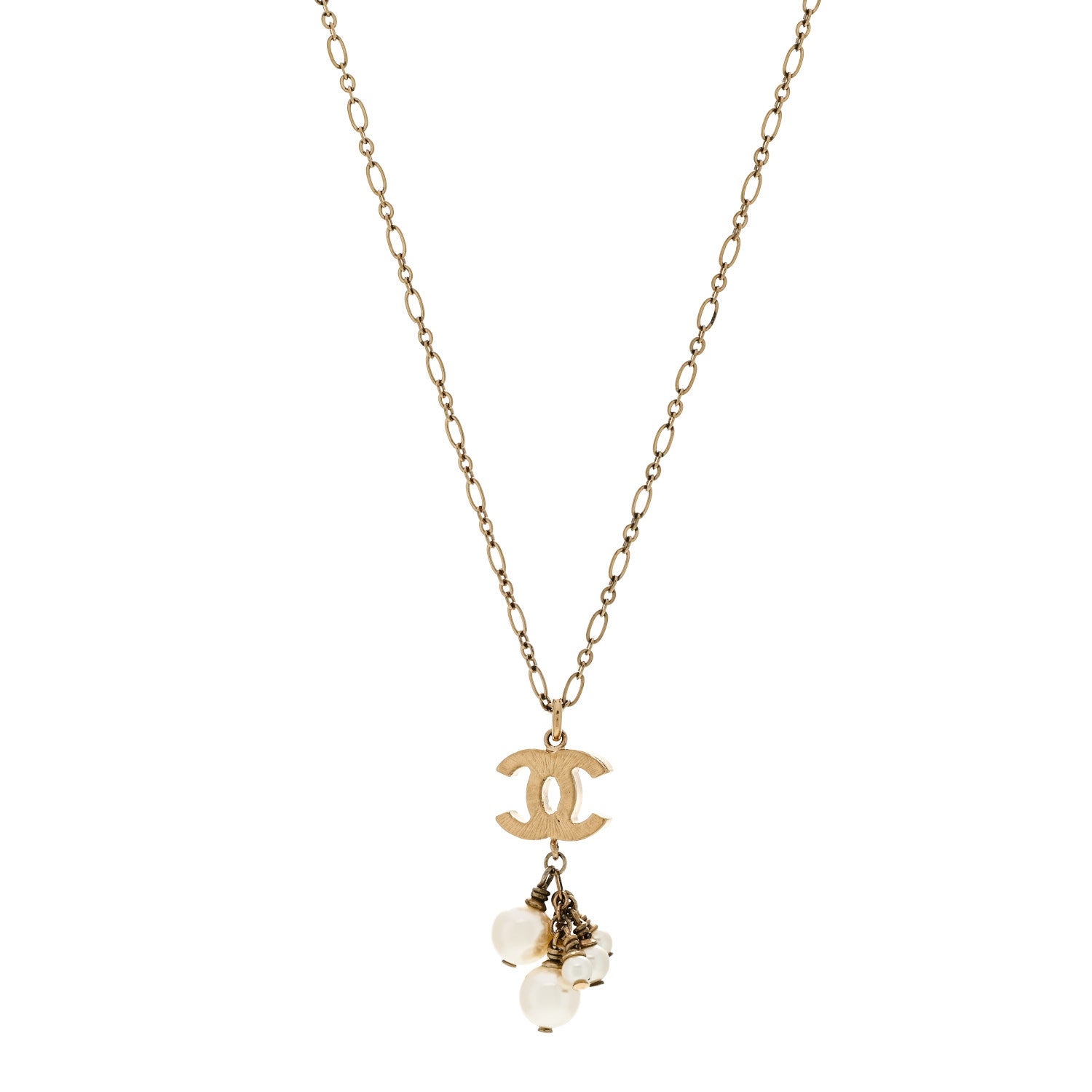 Chanel Pearl CC Logo Drop Necklace Gold 1 of 5