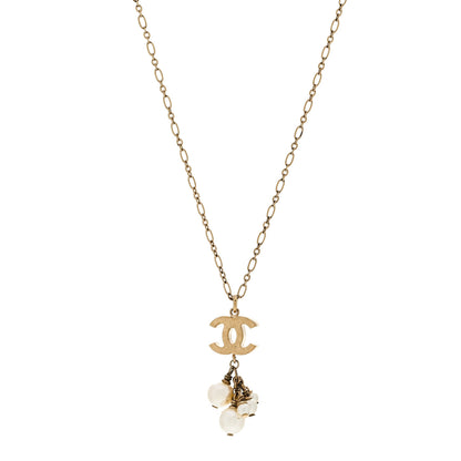 Chanel Pearl CC Logo Drop Necklace Gold 1 of 5
