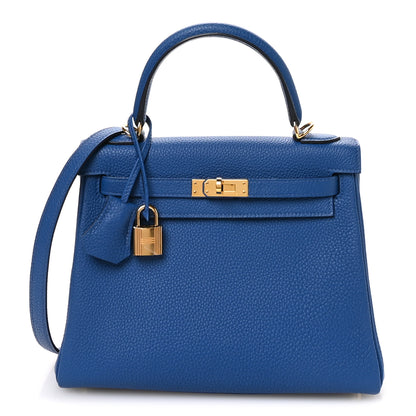 Hermes Togo Kelly Retourne 25 Bleu France 1 of 11