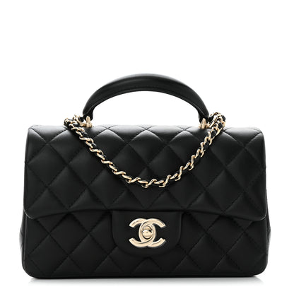 Chanel Lambskin Quilted Mini Top Handle Rectangular Flap Black 1 of 11