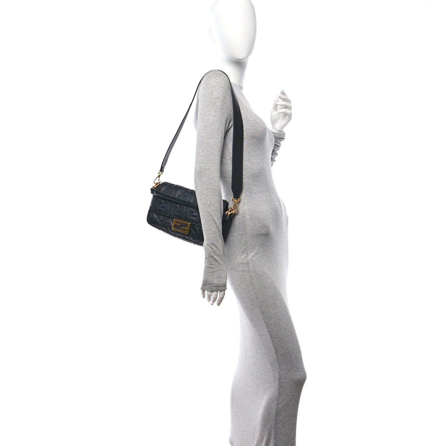 Fendi Nappa FF 1974 Embossed Baguette Black 2 of 10