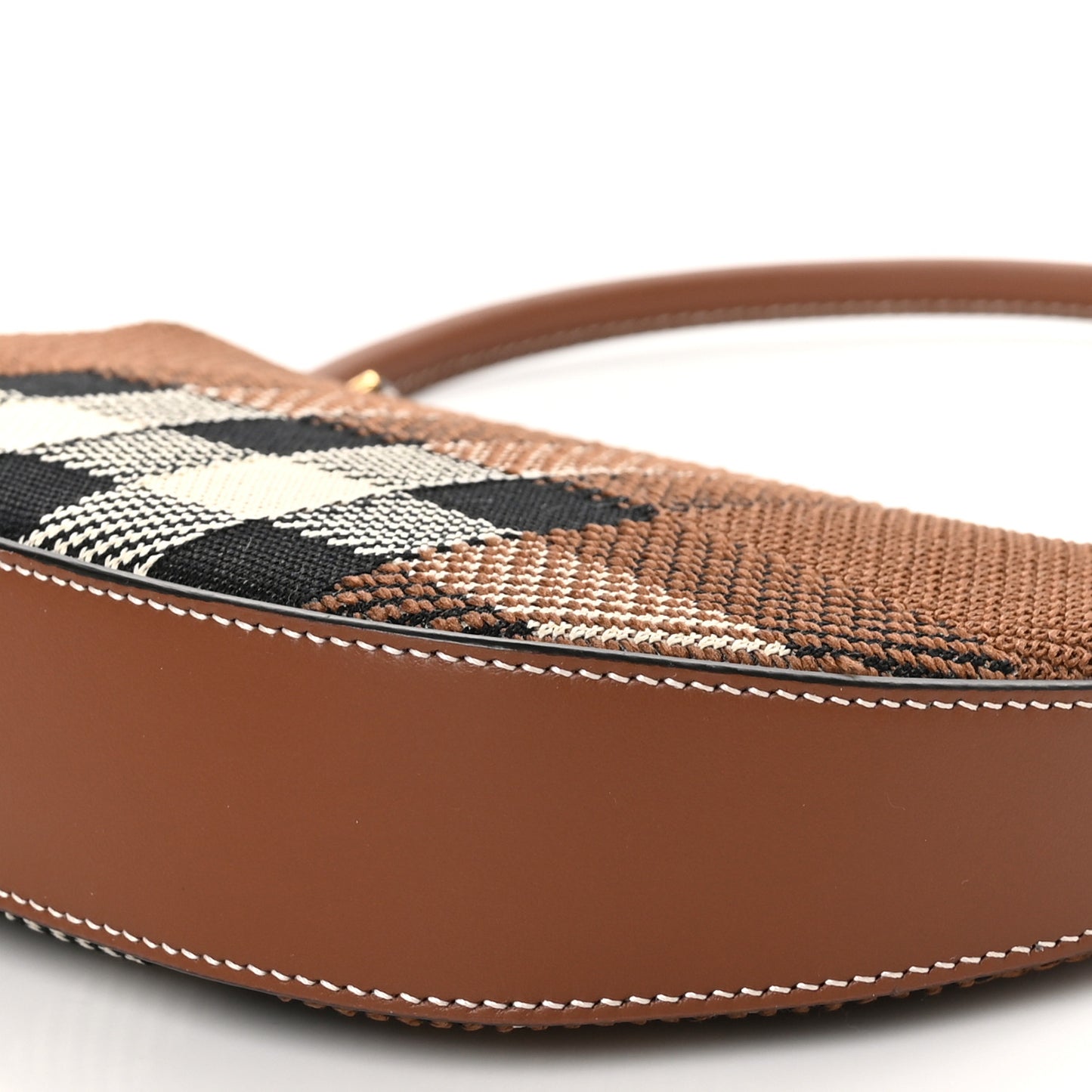 Canvas Calfskin Check Knitted Small Olympia Birch Brown
