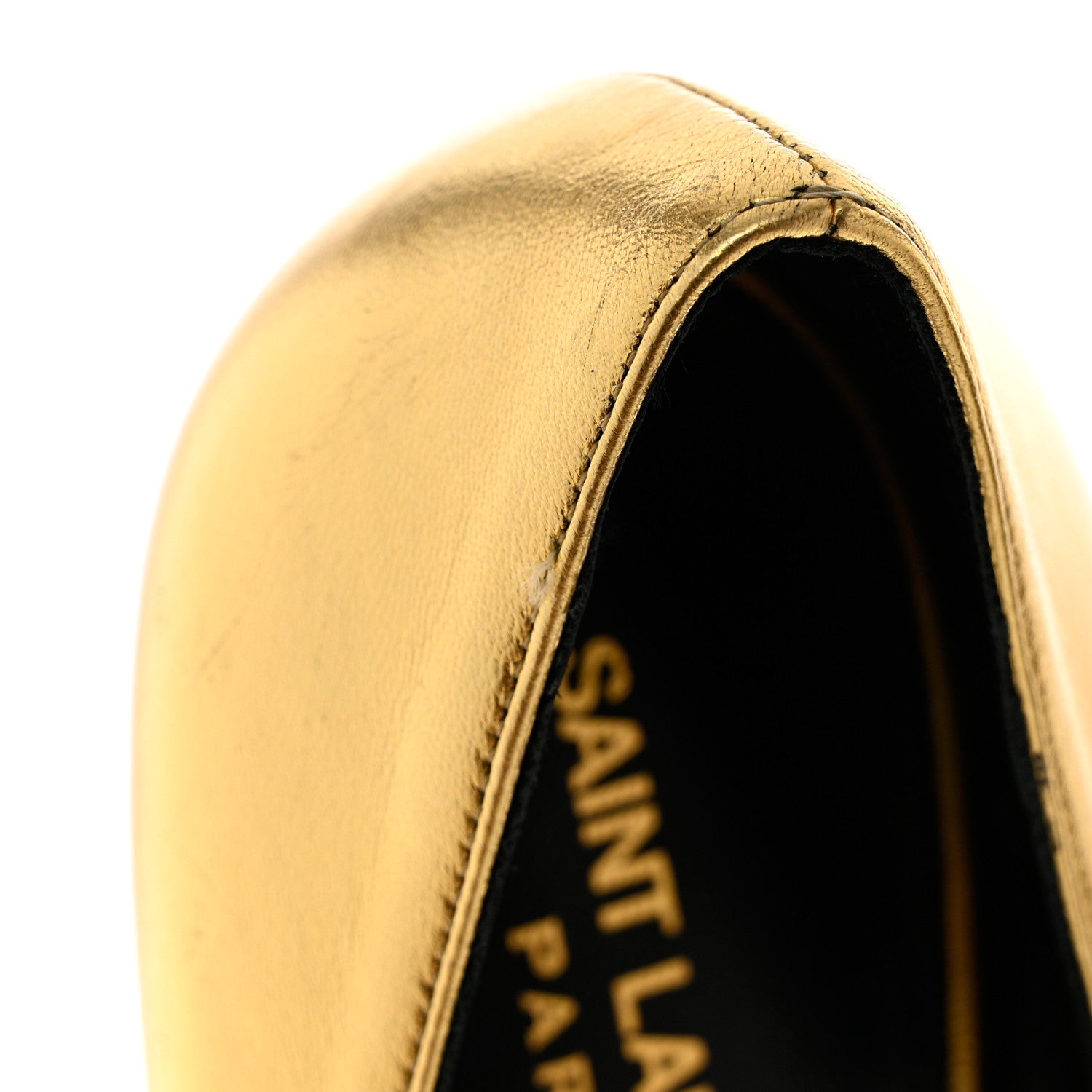 Saint Laurent Calfskin Opyum 100 Pumps 37 Gold 10 of 11