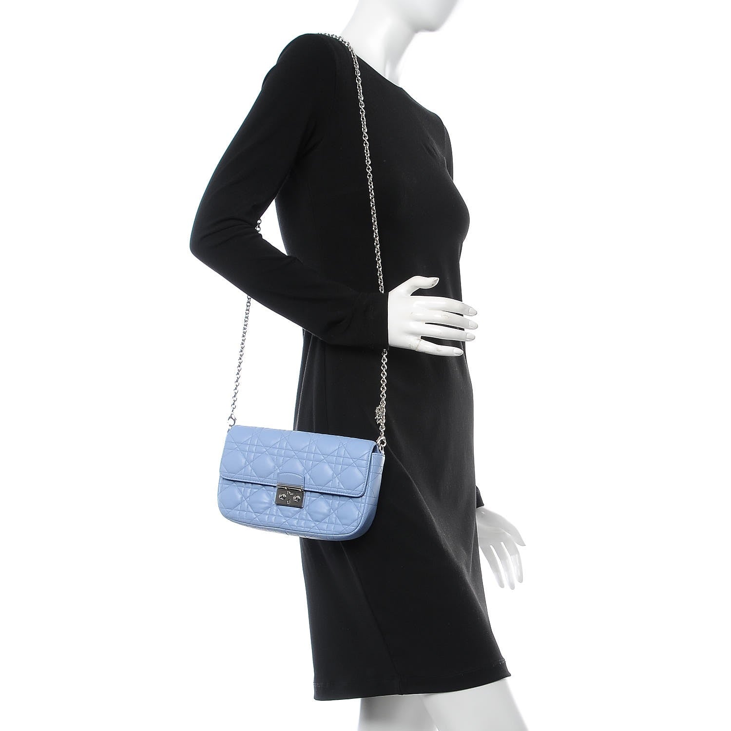 Christian Dior Lambskin Cannage Miss Dior Promenade Pouch Powder Blue 2 of 7