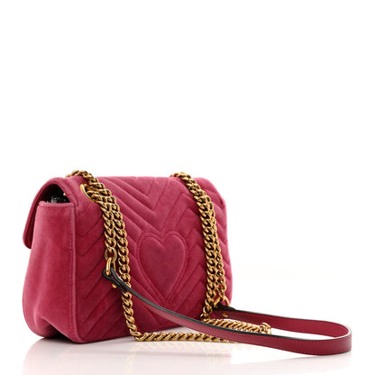 Gucci Velvet Matelasse Small GG Marmont Shoulder Bag Light Raspberry Rose 2 of 10