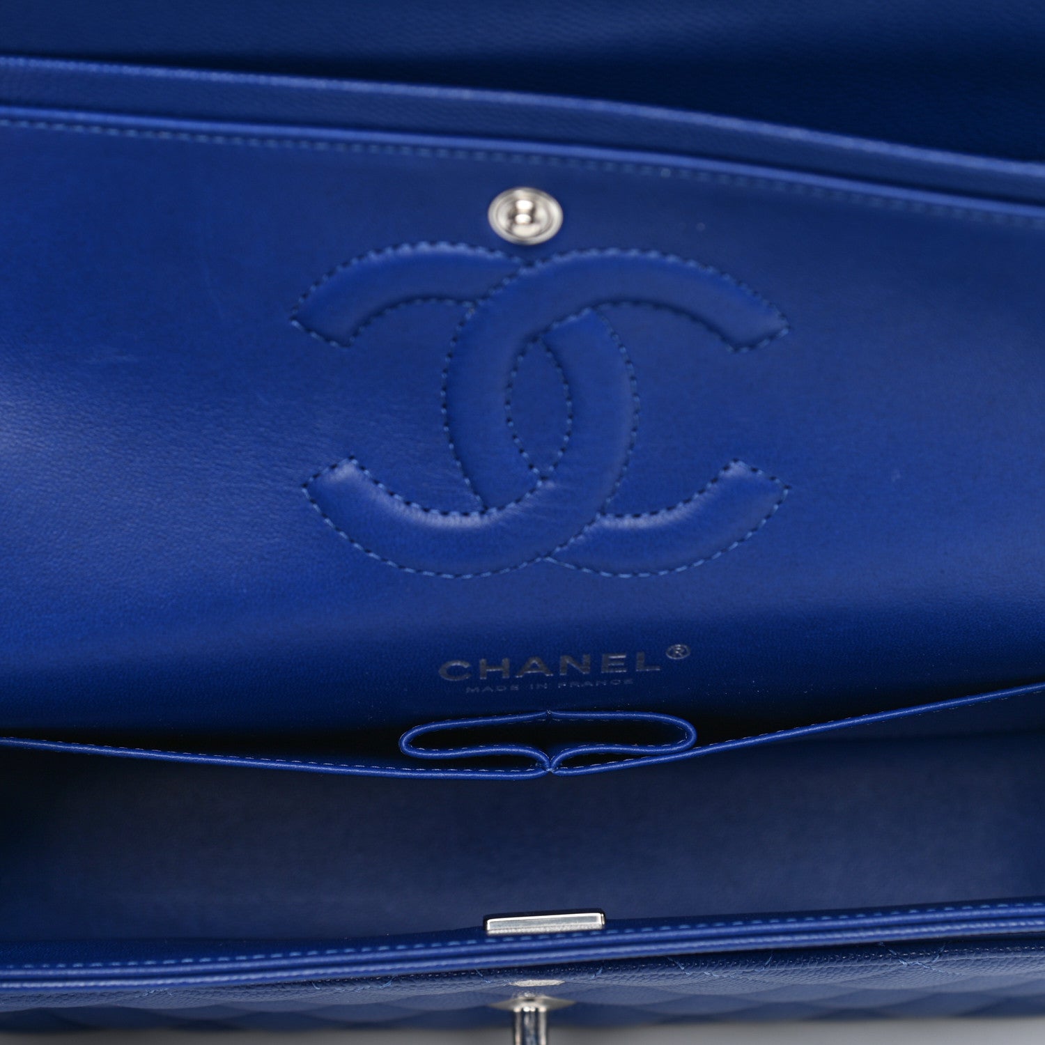 Chanel Caviar Quilted Medium Double Flap Blue 5 of 10