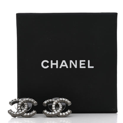 Chanel Ruthenium Crystal CC Earrings Silver 5 of 5