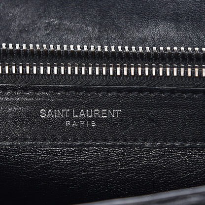 Saint Laurent Sheepskin Matelasse Chevron Monogram Large College Satchel Black 6 of 10
