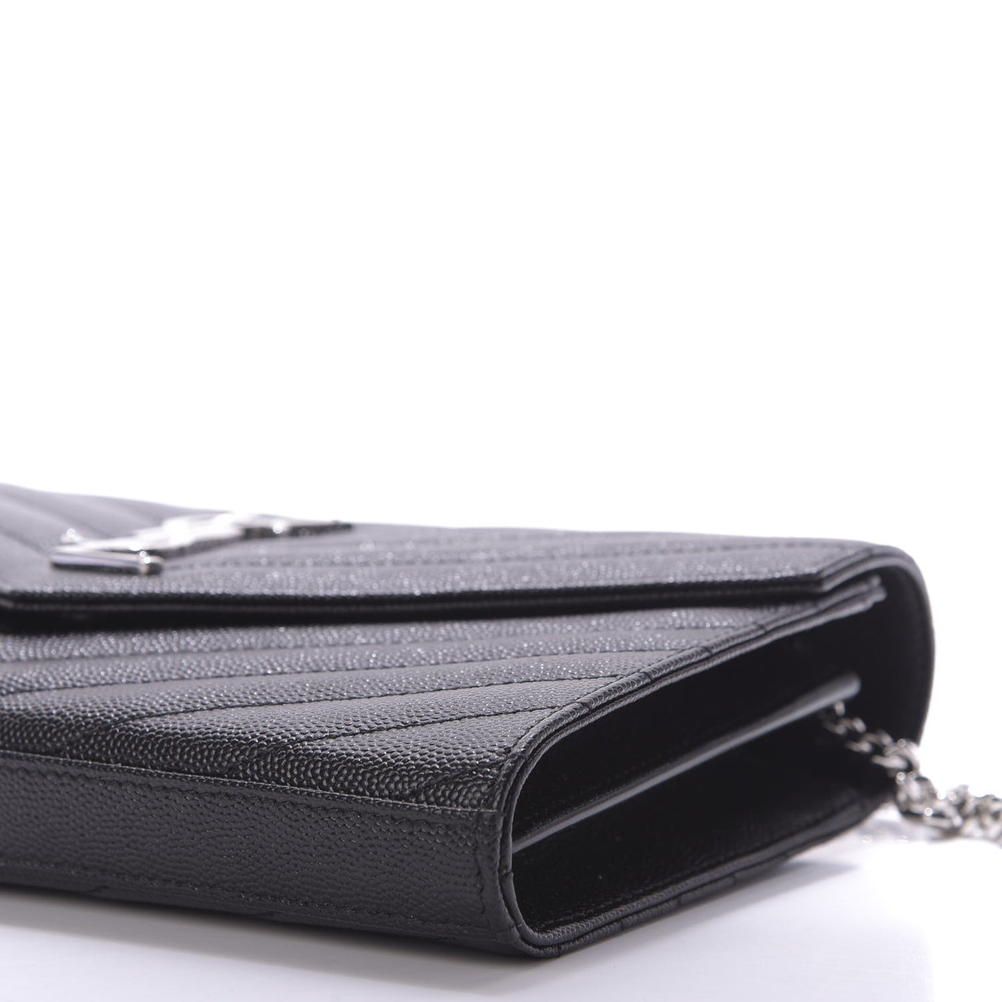 Grain De Poudre Matelasse Chevron Monogram Chain Wallet Black