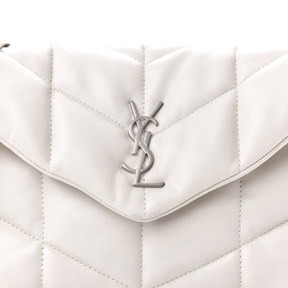 Saint Laurent Lambskin Quilted Toy Loulou Puffer Monogram Chain Satchel Blanc Vintage 12 of 12