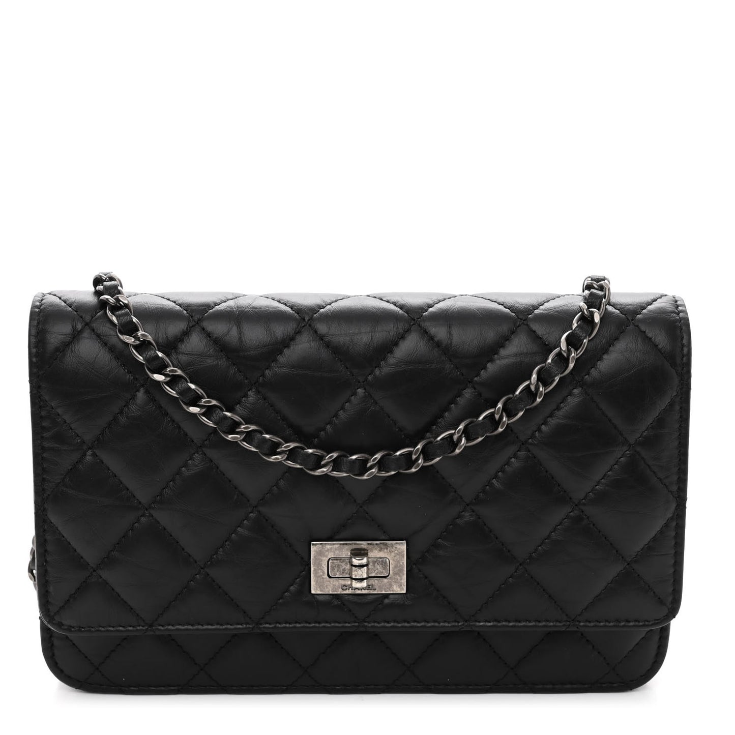 Aged Calfskin Quilted Reissue Wallet On Chain WOC Black