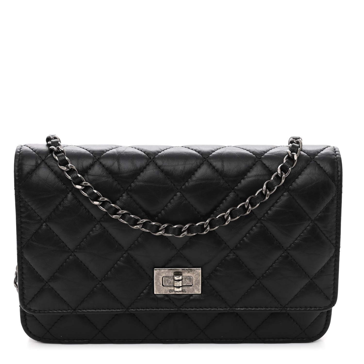 Chanel Aged Calfskin Quilted Reissue Wallet On Chain WOC Black 1 of 11