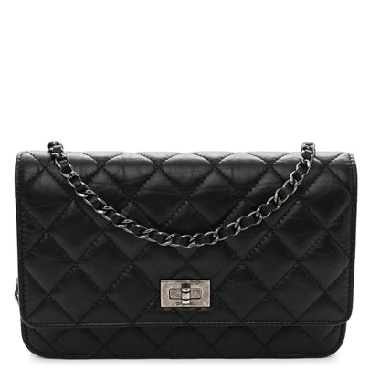 Chanel Aged Calfskin Quilted Reissue Wallet On Chain WOC Black 1 of 11