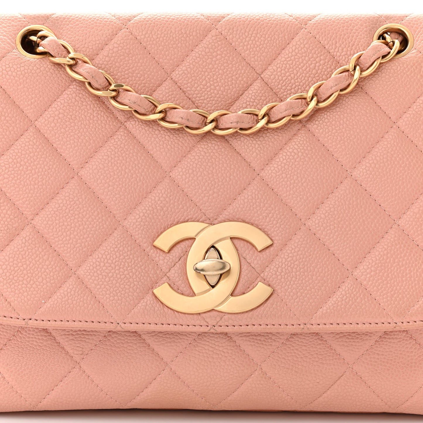 Caviar Quilted Flap Pink