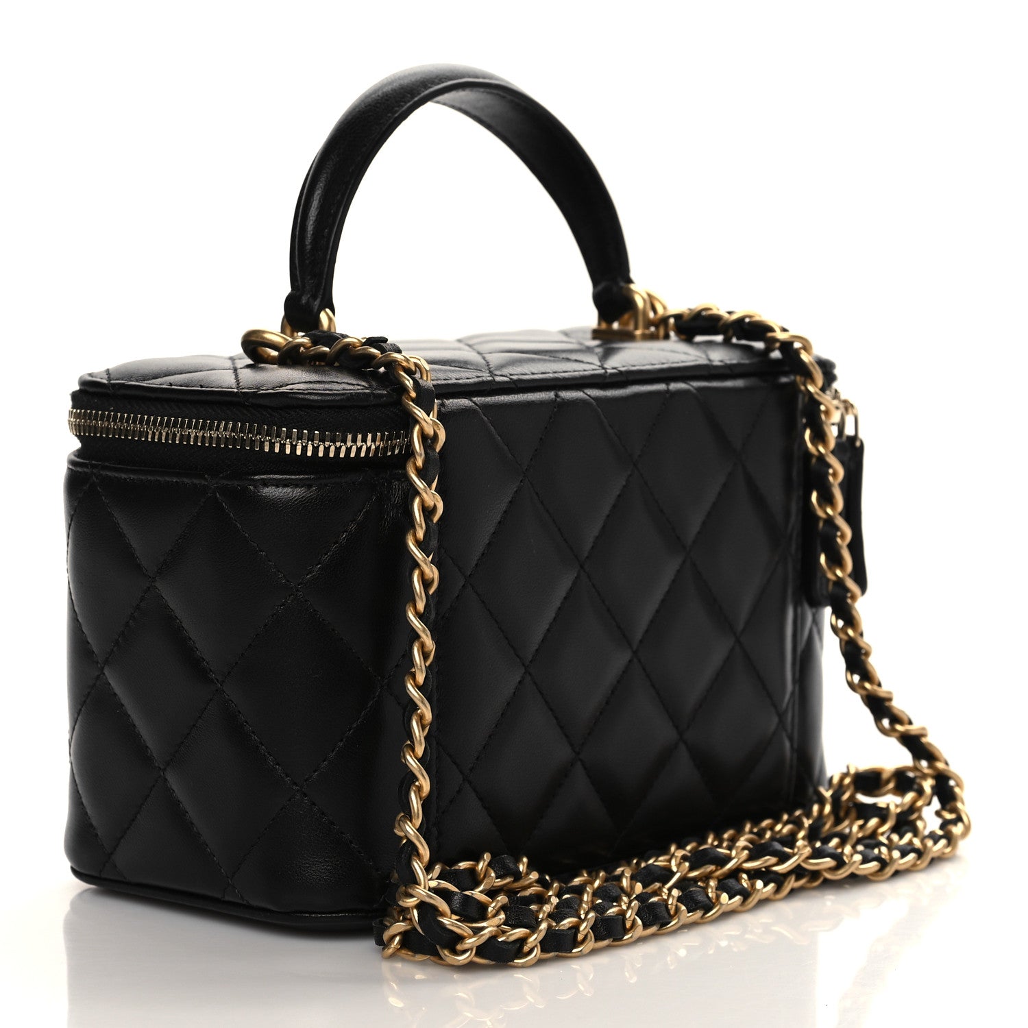 Chanel Lambskin Quilted Small Top Handle Vanity Case With Chain Black 3 of 11