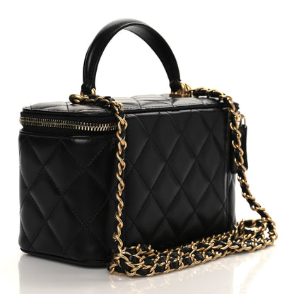 Chanel Lambskin Quilted Small Top Handle Vanity Case With Chain Black 3 of 11