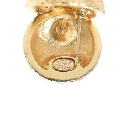 Chanel Crystal Perforated CC Round Earrings Ruthenium Gold 4 of 4